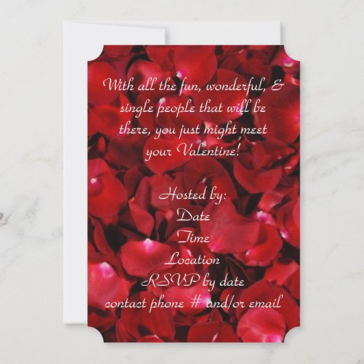 Blätter der rote Rose horizontal Einladung (Rückseite)