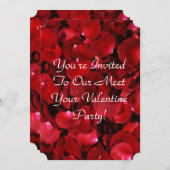 Blätter der rote Rose horizontal Einladung (Vorne/Hinten)