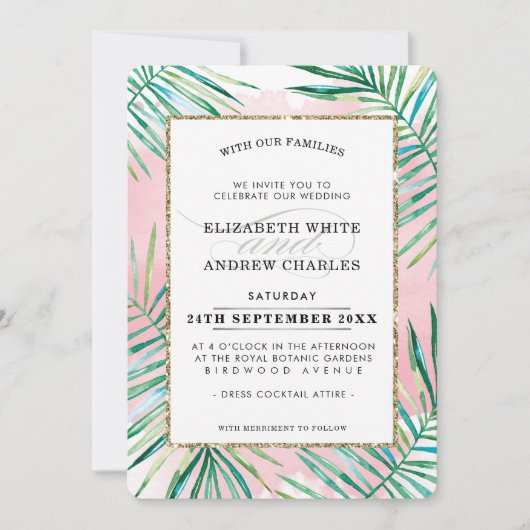 Blätter der schicken tropischen Strandpalme von WE Einladung (Vorderseite)