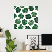 Blätter der Schweizer Pflanze Tropical Hand Painte Poster (Heimbüro)