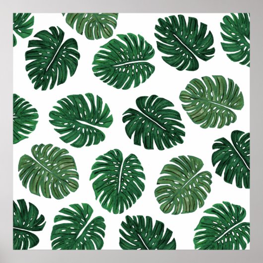 Blätter der Schweizer Pflanze Tropical Hand Painte Poster (Vorne)