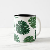 Blätter der Schweizer Pflanze Tropical Hand Painte Zweifarbige Tasse (VorderseiteRechts)