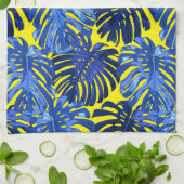 Blätter der tropischen, lebhaften blauen Gelben In Geschirrtuch (Gefaltet)