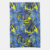 Blätter der tropischen, lebhaften blauen Gelben In Geschirrtuch (Vertikal)