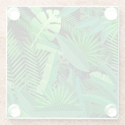 Blätter der tropischen Palmen Glasuntersetzer (Rückseite)
