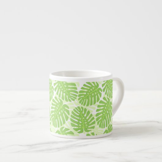 Blätter der tropischen Pflanze - Monstera-Muster Espressotasse (Vorderseite Rechts)