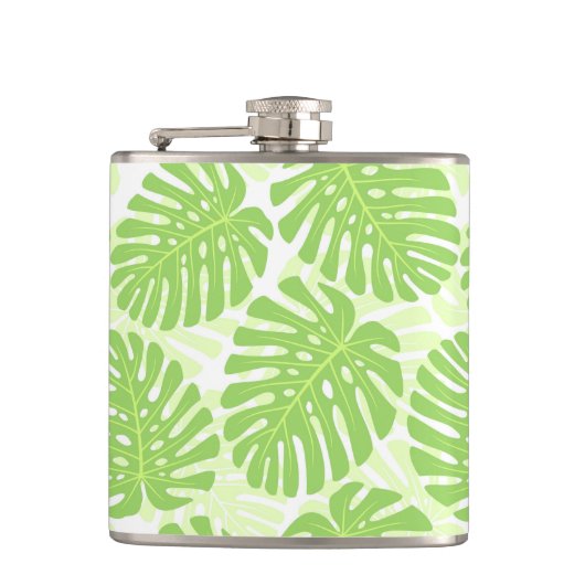 Blätter der tropischen Pflanze - Monstera Muster Flachmann (Vorderseite)