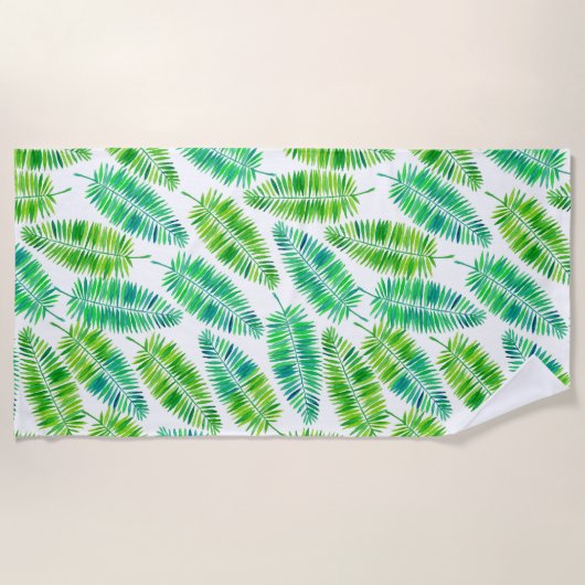 Blätter der Wasserfarbpalme Strandtuch (Vorderseite)