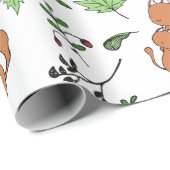 Blätter der Whimsical Fox Family and Forest Geschenkpapier (Rolleneckpunkt)