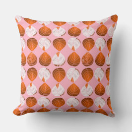 Blätter des Fischkopfes Braunes Orange Weißrosa Kissen