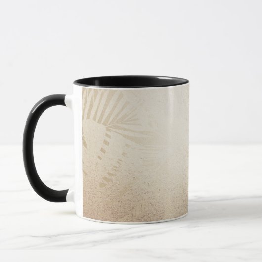 Blätter des Golden Shine Botanical Tropical Palm T Tasse (Links)