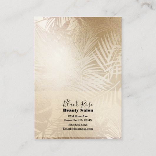 Blätter des Golden Shine Botanical Tropical Palm T Visitenkarte (Rückseite)