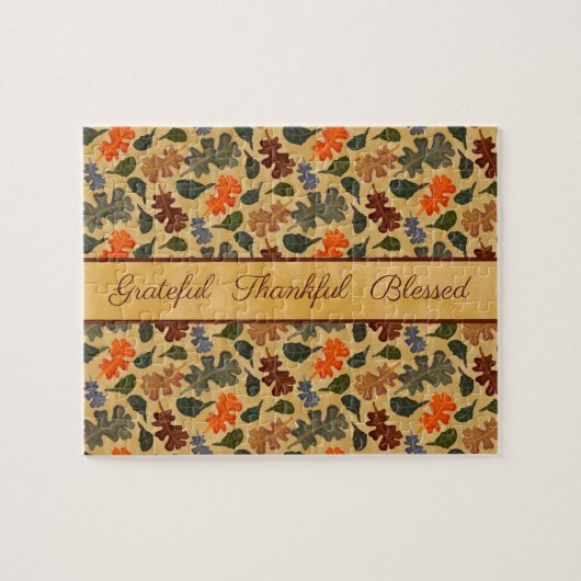 Blätter des Herbstbaums dankbar Dankbar gesegnet Puzzle (Horizontal)