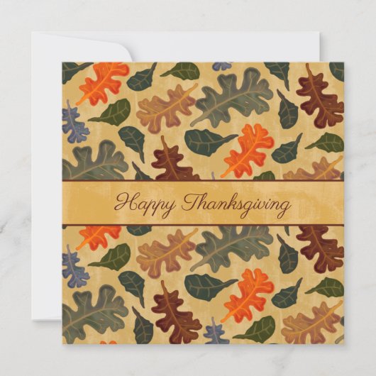 Blätter des Oak Tree im Herbst glücklich Erntedank Einladung (Vorderseite)