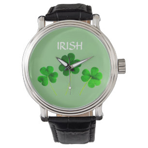 Blätter des St. Patrick's Day Irish Green Kleebla Armbanduhr