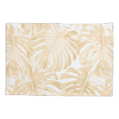 Blätter des Tropical Light Cream Yellow Monstera D Kissenbezug (Rückseite-Links)