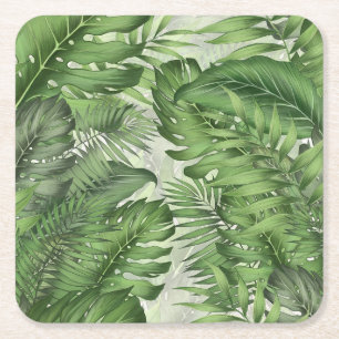 Blätter des tropischen Dschungels: nahtloser blume Rechteckiger Pappuntersetzer