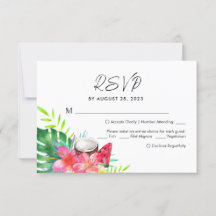 Blätter des tropischen Paradies Palm Wedding RSVP
