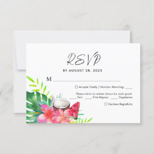 Blätter des tropischen Paradies Palm Wedding RSVP Karte
