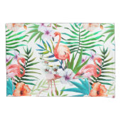Blätter des tropischen Paradieses Flamingo Blume Kissenbezug (Vorderseite-Links)
