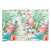 Blätter des tropischen Paradieses Flamingo Blume Kissenbezug (Vorderseite-Rechts)