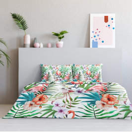 Blätter des tropischen Paradieses Flamingo Blume Kissenbezug