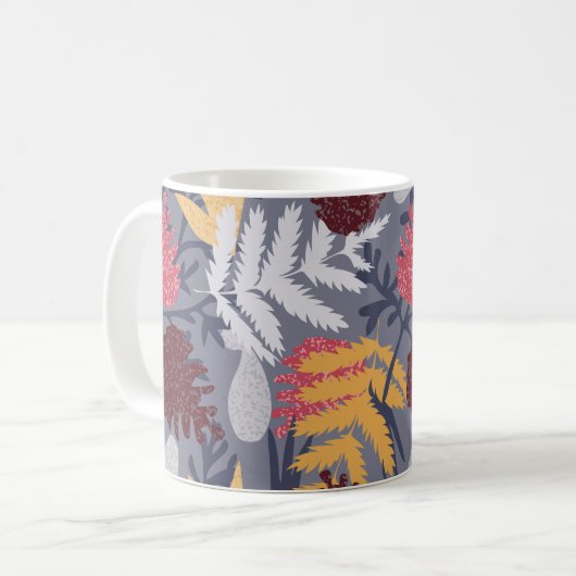 Blätter des Waldes Muster Blaue Fall Natur Kaffeetasse (Vorderseite Links)