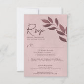 Blätter Dusty Rose Moderne schicke Hochzeit RSVP Karte (Vorderseite)