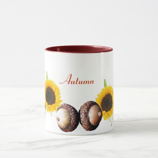 Blätter, Eicheln und Sonnenblumen Tasse (Zentrum)