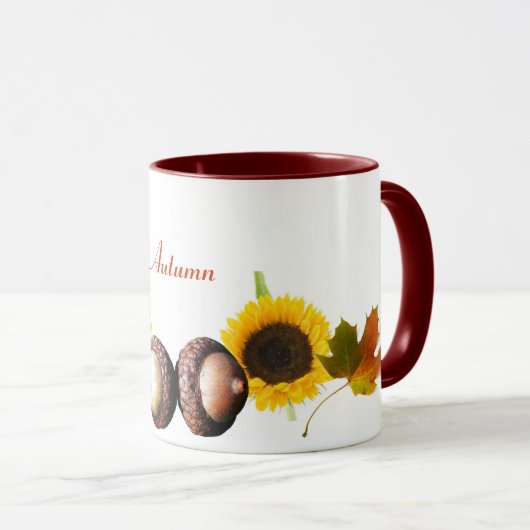 Blätter, Eicheln und Sonnenblumen Tasse (VorderseiteRechts)