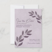 Blätter Elegant Dusty Lila Wedding Save The Date (Vorderseite)