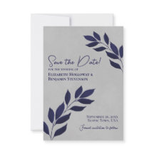 Blätter Elegant Navy Blue on Gray Wedding