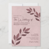 Blätter Elegante Moderne Dusty Rose Hochzeit Einladung (Vorderseite)