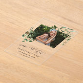 Blätter & Eukalyptus Gold H Foto Save the Date Acryleinladungen (Ablage )