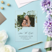 Blätter & Eukalyptus Gold H Foto Save the Date Acryleinladungen (In Situ (Hochzeit))