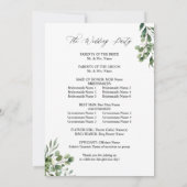Blätter & Eukalyptus Gold-Hochzeitsprogramm Einladung (Rückseite)