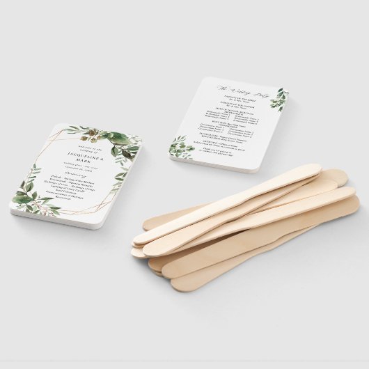 Blätter & Eukalyptus Gold-Hochzeitsprogramm Fächer (Non-assembled)