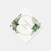 Blätter & Eukalyptus Gold Name Napkins Serviette (Ecke)