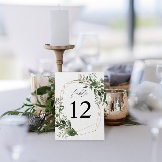 Blätter & Eukalyptus Gold-Tischnummer Tischnummer