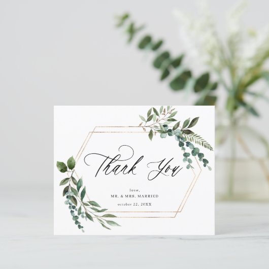 Blätter & Eukalyptus Gold Vielen Dank (Stehend Vorderseite)