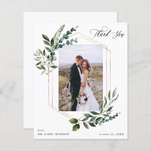 Blätter & Eukalyptus Gold Vielen Dank Foto (Vorne/Hinten)