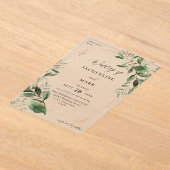 Blätter & Eukalyptus-Goldhochzeit Acryleinladungen (Ablage )