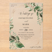 Blätter & Eukalyptus-Goldhochzeit Acryleinladungen (Vorderseite)