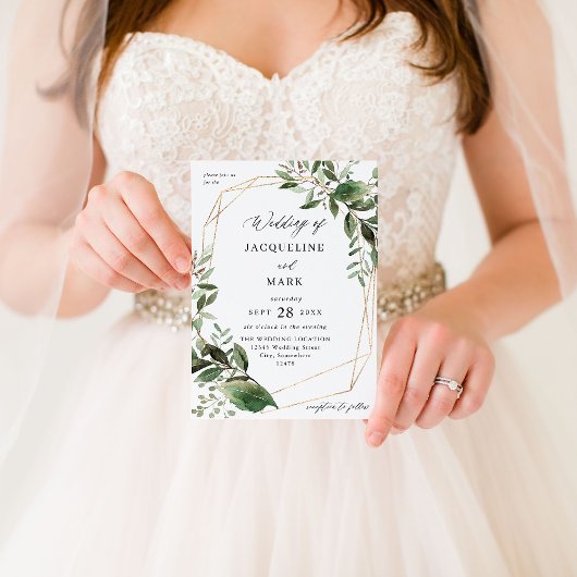 Blätter & Eukalyptus-Goldhochzeit Einladung