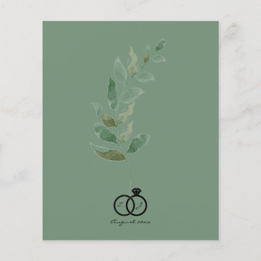 Blätter Eukalyptus Grüne Hochzeit Flyer (Hinten)