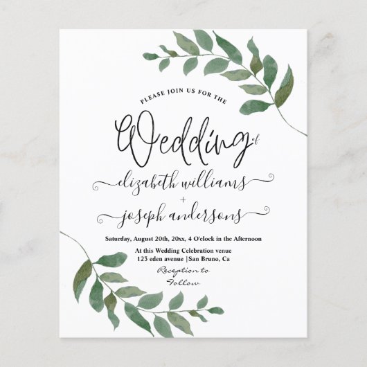 Blätter Eukalyptus Grüne Hochzeit Flyer (Vorne)