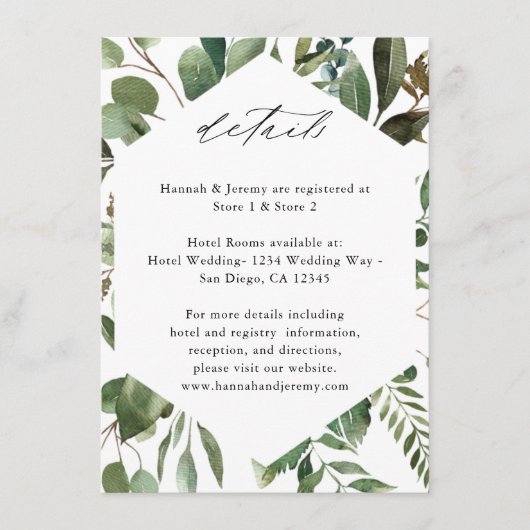 Blätter & Eukalyptus Rustic LG Begleitkarte (Vorderseite)