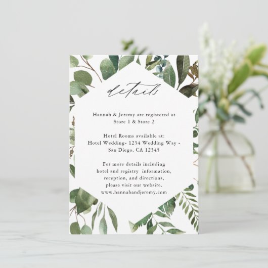 Blätter & Eukalyptus Rustic LG Begleitkarte (Stehend Vorderseite)