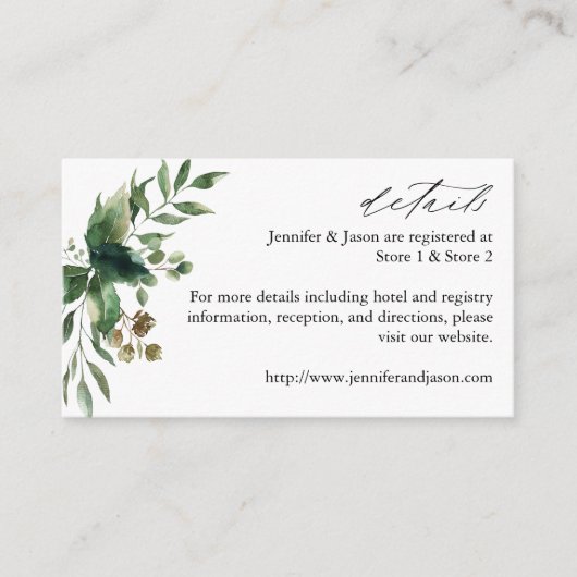 Blätter & Eukalyptus - rustikale Details Begleitkarte (Vorderseite)