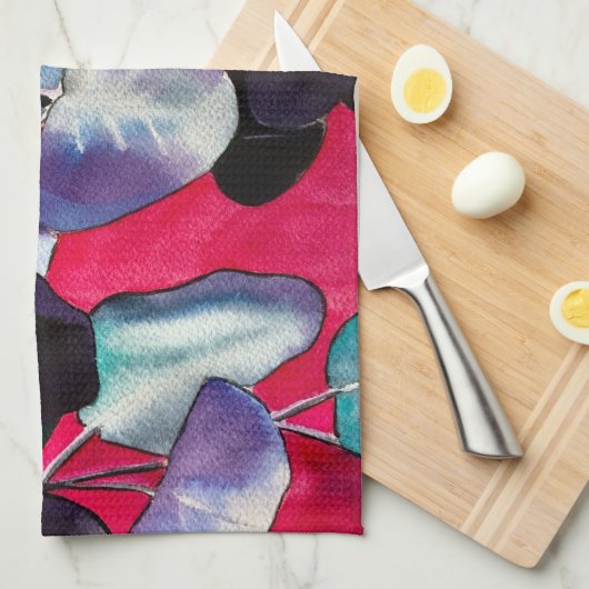 Blätter Eukalyptus wassercolor art Geschirrtuch (Viertel Falte)